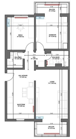 Apartament cu 3 camere, mobilat în Bucovina