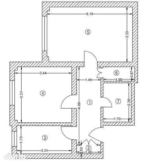 Apartament cu 2 camere în Moșilor