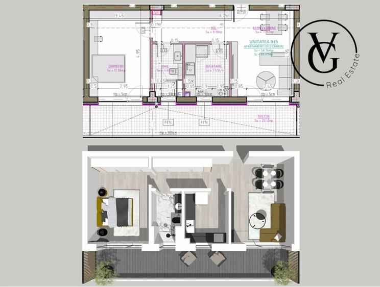 Apartament cu 2 camere semidecomandat în Inel I