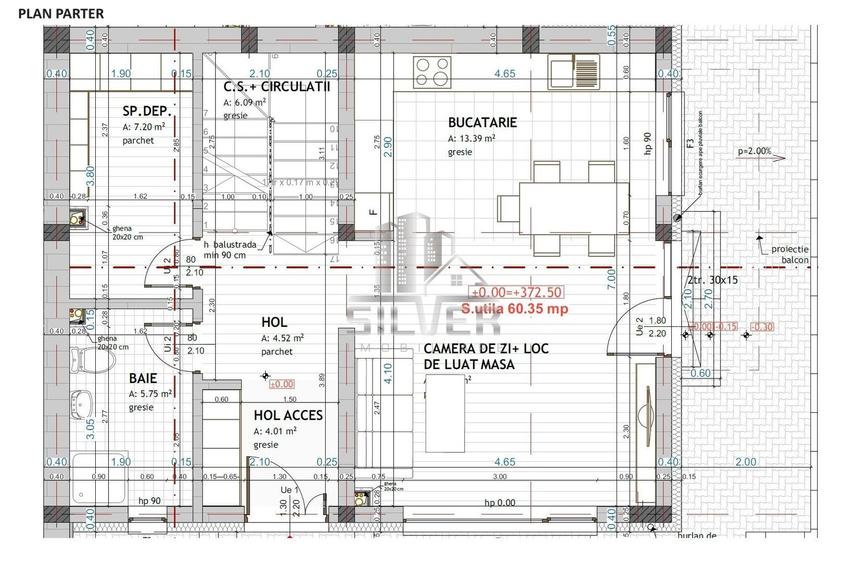 Duplex cu 4 camere cu Canalizare în Florești