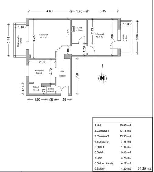 Apartament cu 2 camere semidecomandat, mobilat în Bucovina