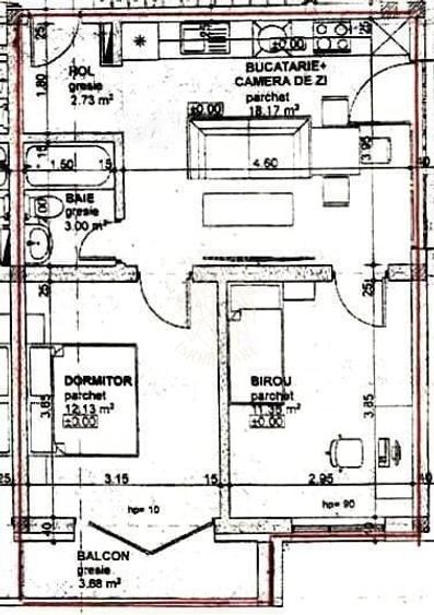 Apartament cu 3 camere în Calea Moldovei