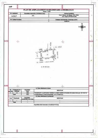Teren Construcții intravilan de 473 mp, în Albota