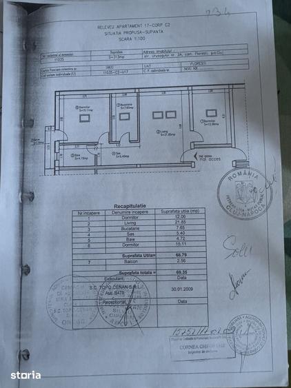 Apartament cu 3 camere în Florești