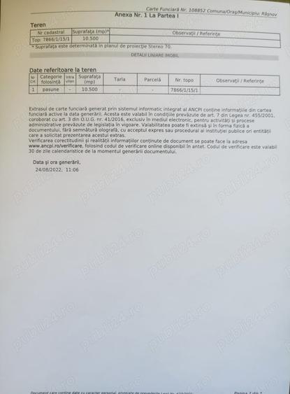 Teren de 25500 mp, în Cheile Râșnoavei