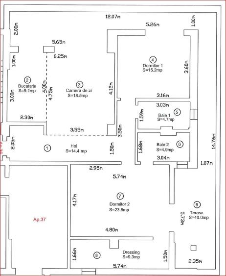 Apartament cu 3 camere decomandat în Aradului