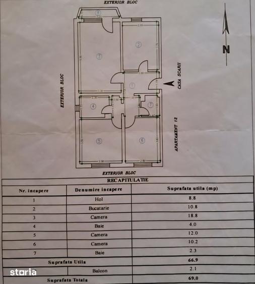 Apartament cu 3 camere decomandat în Mioriței