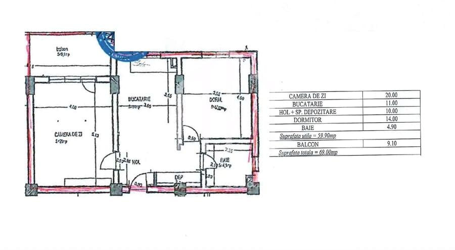 Apartament cu 3 camere în Central