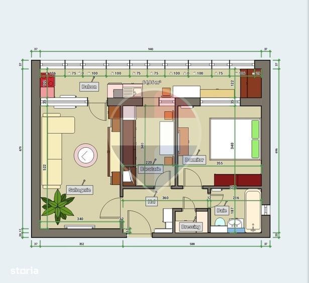 Apartament cu 2 camere în Casa de Cultură
