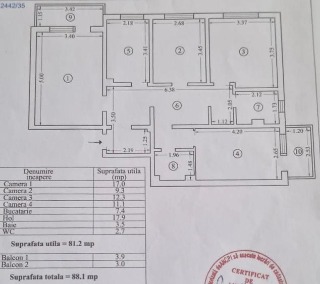 Apartament 4 camere, 2 bai, 2  balcoane, centrala gaz, 149900 euro - 5