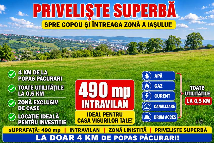 Teren Construcții intravilan de 490 mp, în Păcurari
