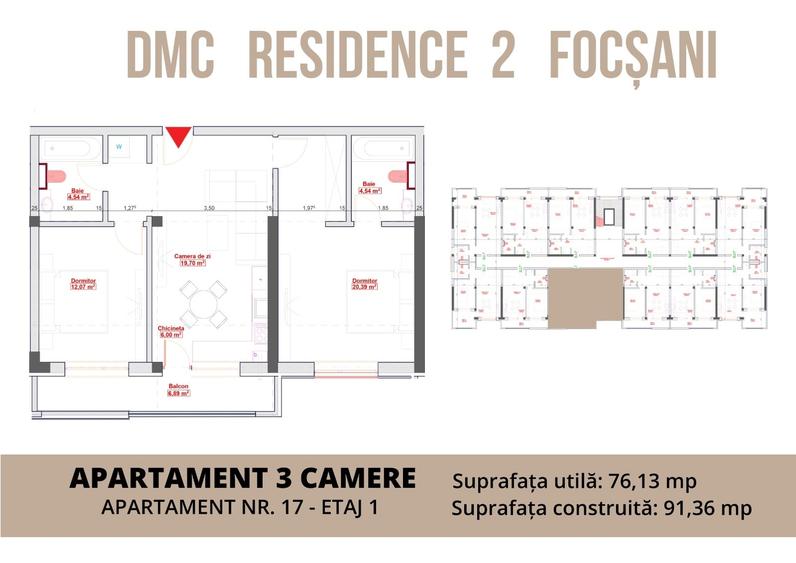 Apartament cu 3 camere decomandat în Nord