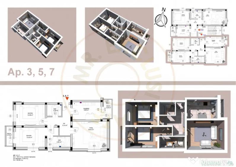 Apartament cu 3 camere decomandat în Smeura