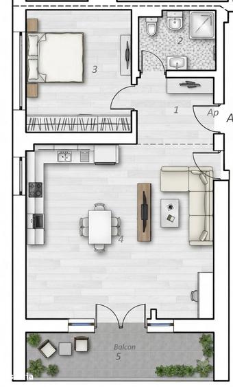 Apartament cu 2 camere în Păulești