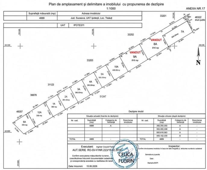 Teren Construcții intravilan de 400 mp, în Sud