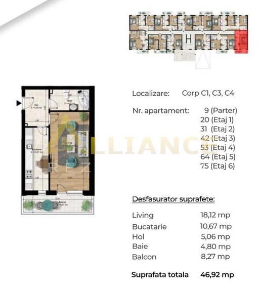 Garsonieră decomandată în Central