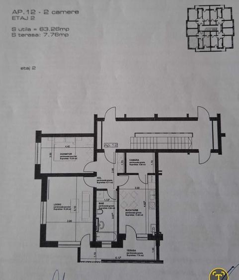 Apartament cu 2 camere decomandat în Sânpetru