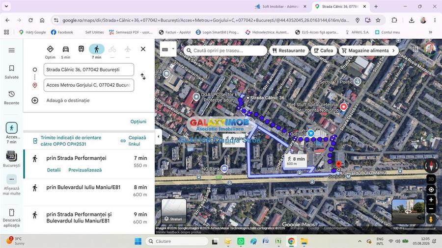 Garsonieră decomandată, mobilată în Gorjului
