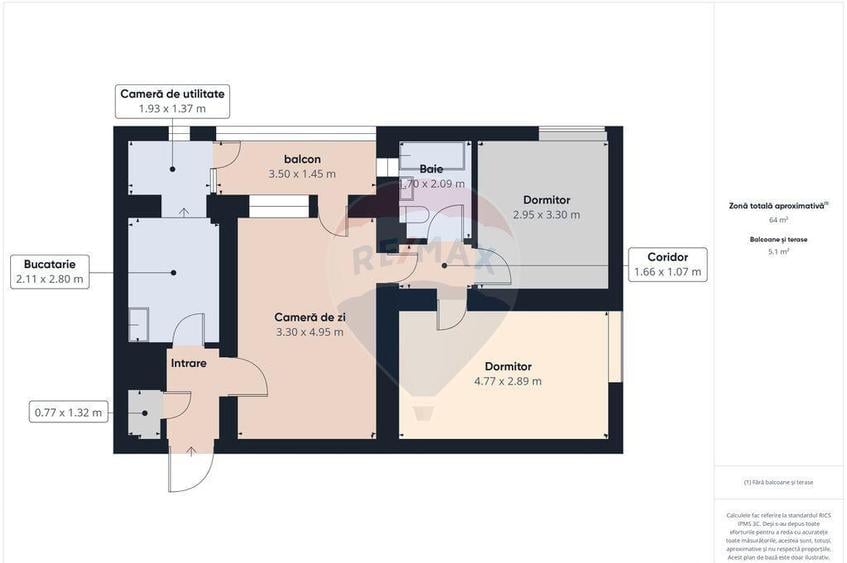 Apartament cu 3 camere semidecomandat în Basarabia