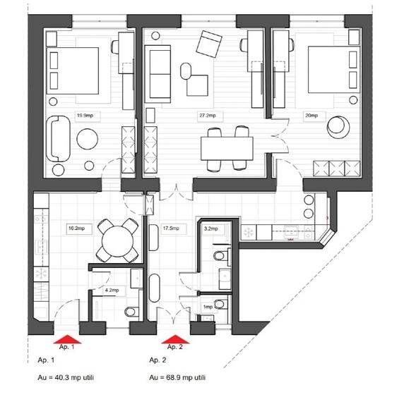 Apartament cu 3 camere decomandat în Central