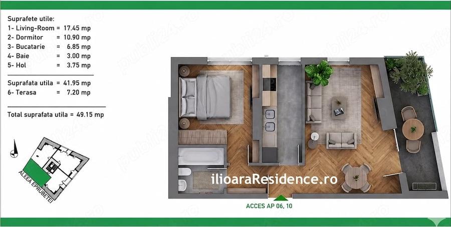 Apartament cu 2 camere decomandat în Nicolae Grigorescu