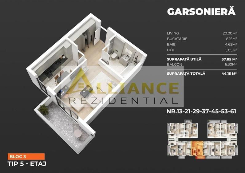 Garsonieră decomandată în Central