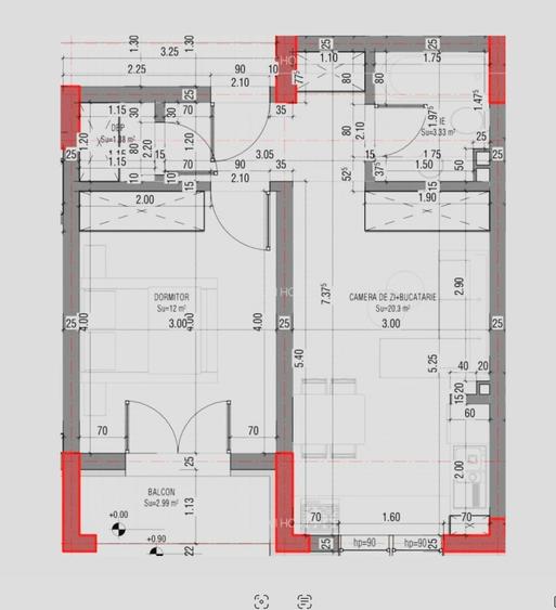 Apartament cu 2 camere decomandat în Roșu