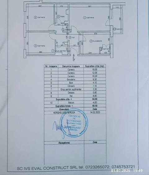 Apartament cu 3 camere decomandat în Florilor