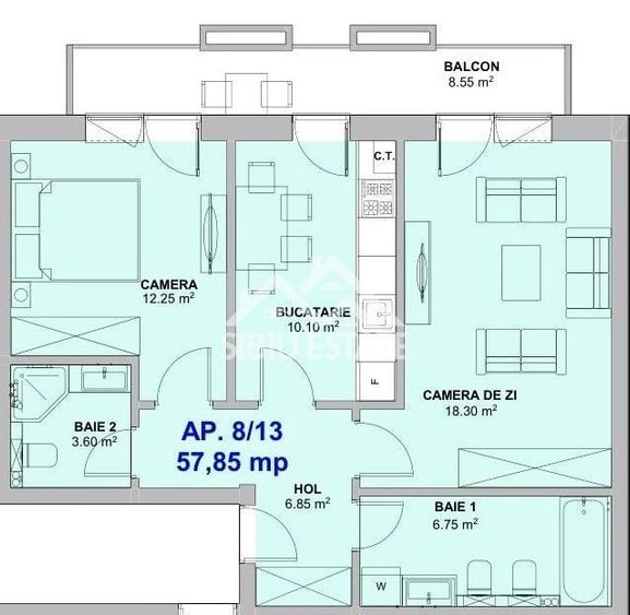Apartament 2 camere, 2 bai, parcare Sibiu, prelungire Mihai Viteazu - 8