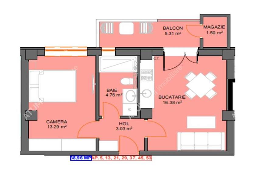 Apartament cu 2 camere decomandat în Exterior Sud