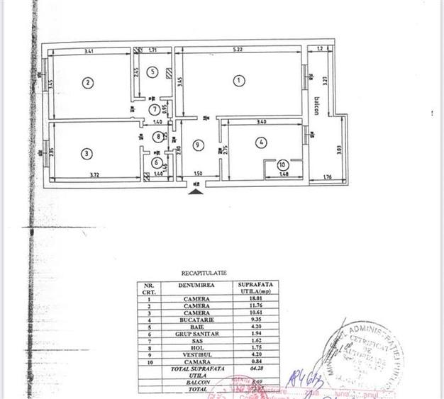 Apartament cu 3 camere decomandat în Aeroport