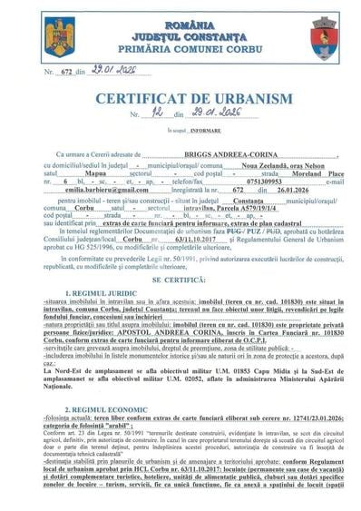 Teren agricol intravilan de 1064 mp, în Corbu