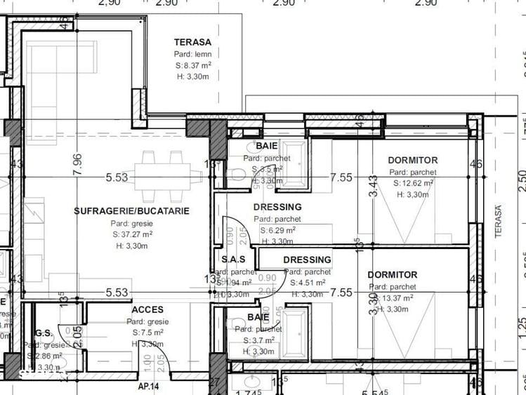 Apartament cu 3 camere în Central