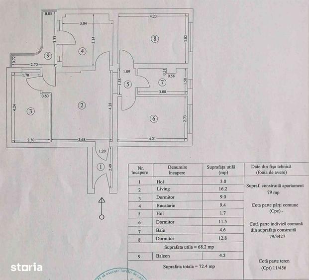 Apartament cu 3 camere în Micro 5