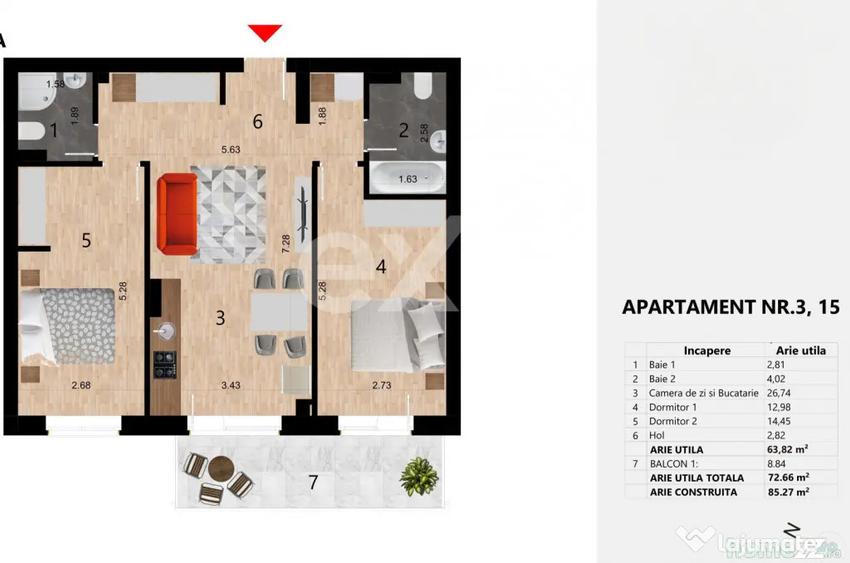 Apartament 3 camere 64 mp, Zorilor, langa liceul Waldorf, - 5