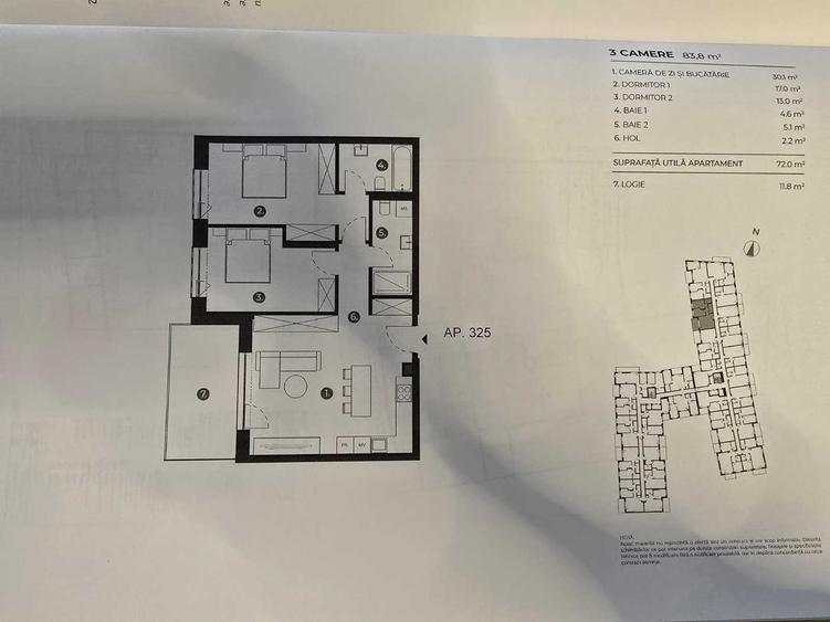 Apartament cu 3 camere decomandat în Exterior Vest