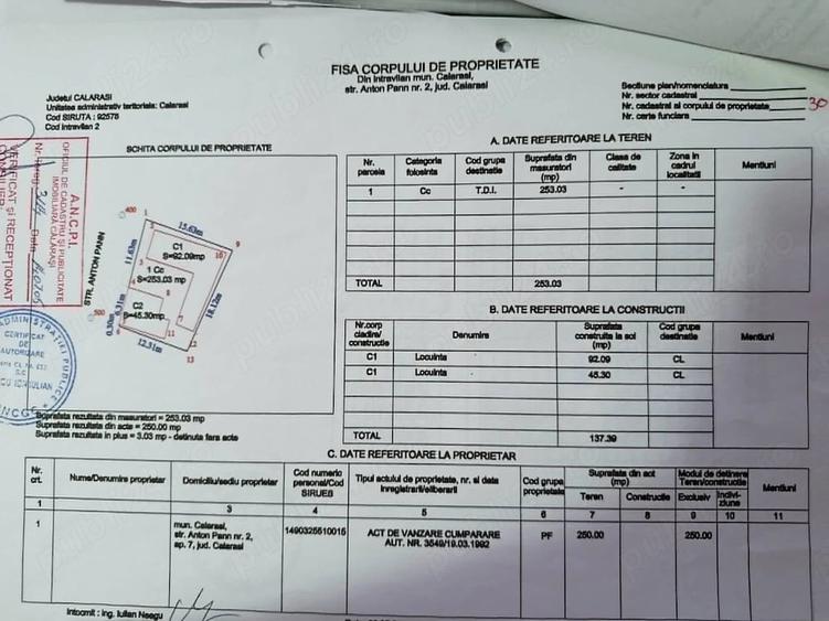 Casă cu 3 camere cu Teren 253 Mp în Central