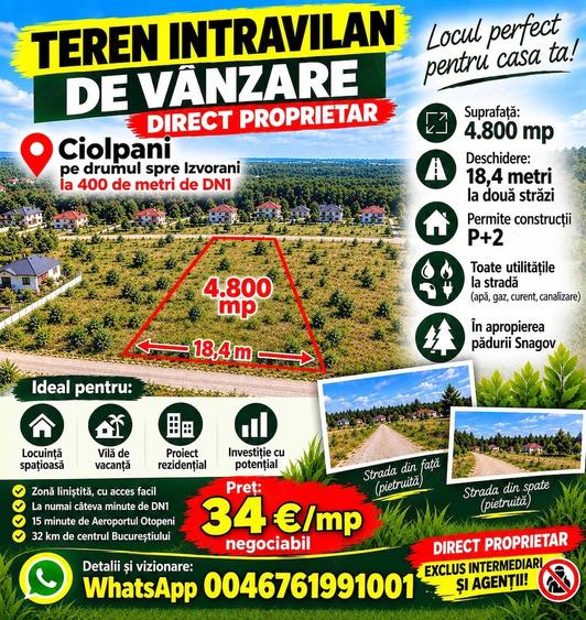 Teren de 4800 mp, în Ciolpani