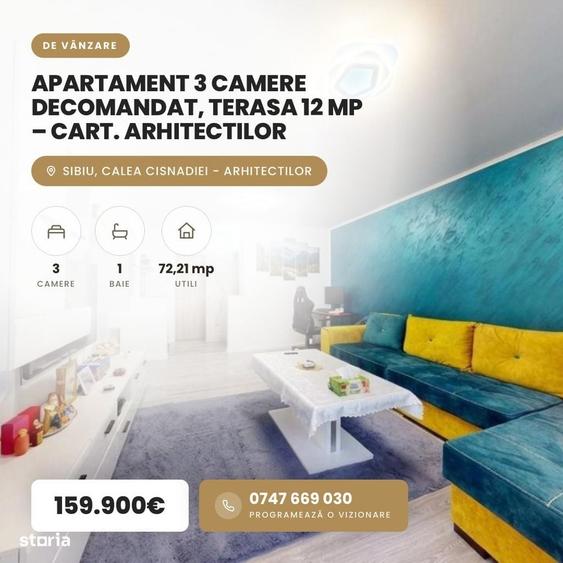 Apartament cu 3 camere decomandat în Central