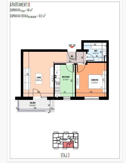 Apartament cu 2 camere decomandat în Est