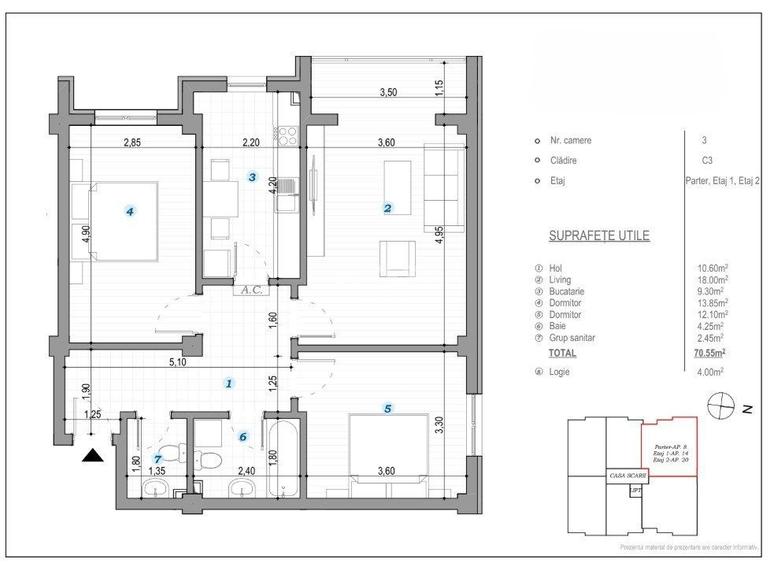Apartament cu 3 camere în Valea Lupului