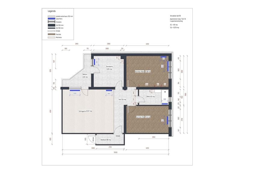 Apartament cu 3 camere în Central