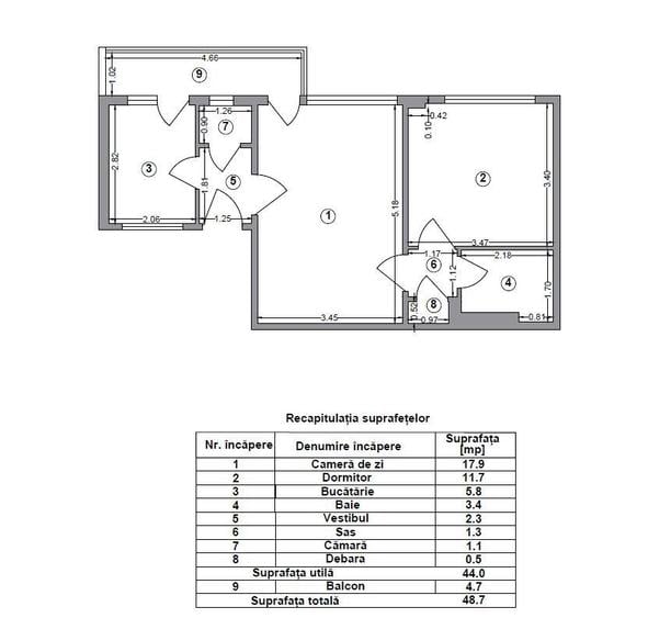 Apartament cu 2 camere, mobilat în Grivița