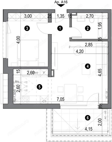 Apartament cu 2 camere decomandat în Freidorf