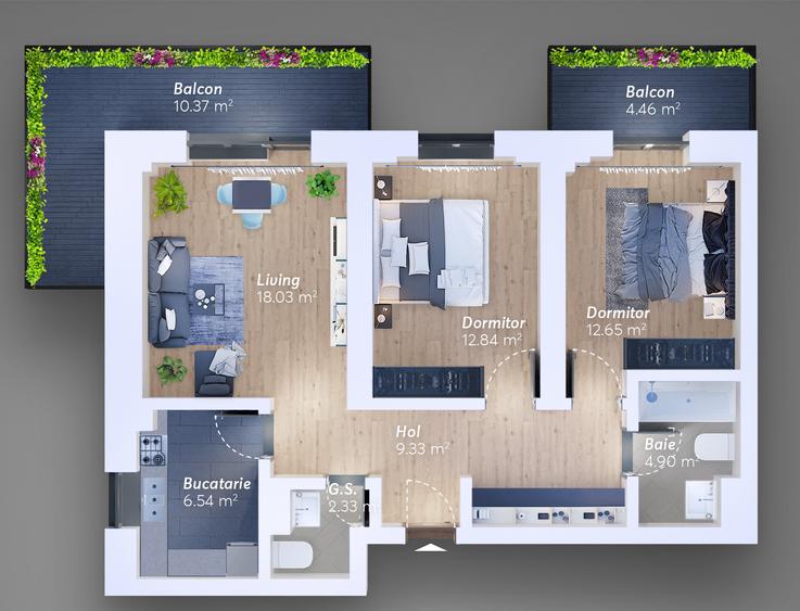 Apartament cu 3 camere decomandat în Militari