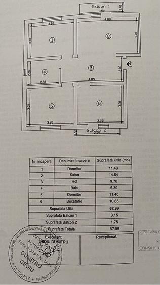 Apartament cu 3 camere decomandat în Central