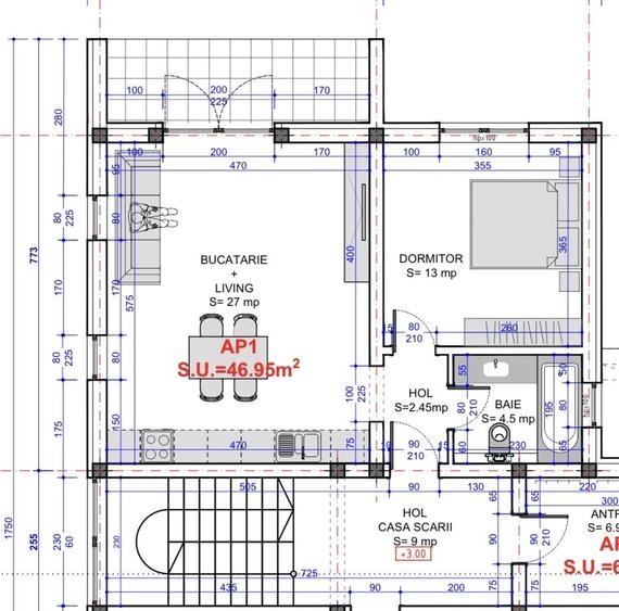 Apartament cu 2 camere decomandat în Moșnița Nouă