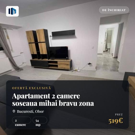 Apartament cu 2 camere decomandat, mobilat în Obor