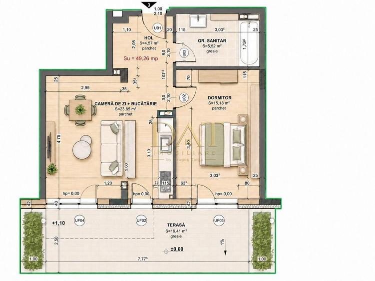 Apartament cu 2 camere în Iris