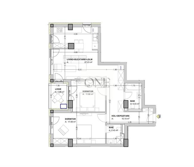 Apartament cu 3 camere decomandat în Tractorul